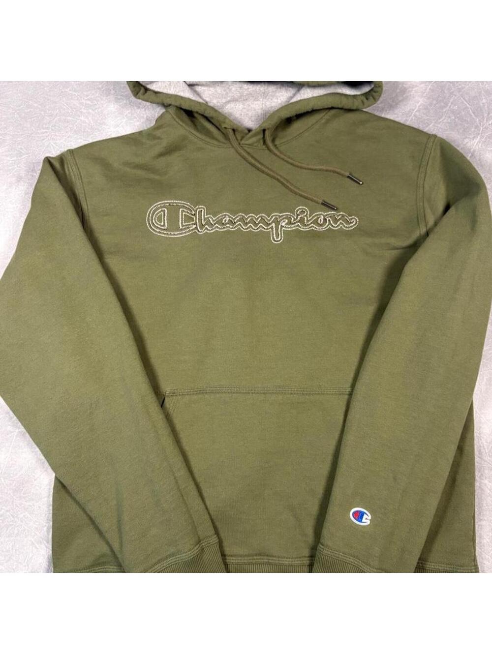 Champion Olive Green Embroidered Logo Pullover Hoodie Men’s Medium